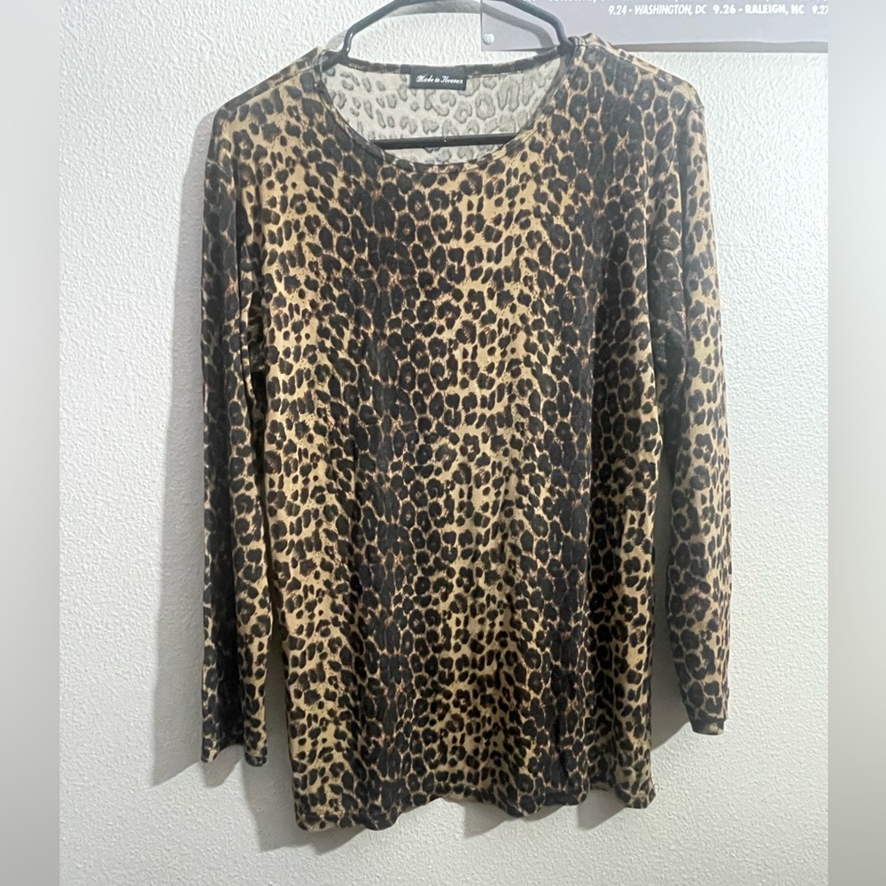 Made in Heaven Y2K Leopard Print Long Sleeve Blouse